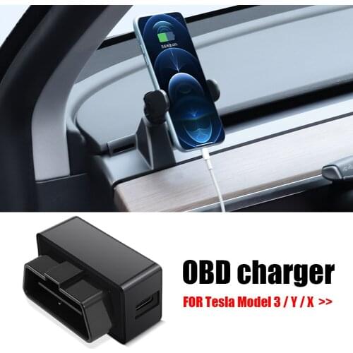 ABS Dual Port OBD Charger for Tesla Model 3/Y/X Car Concealed Non-damage Charging Splitter Accessories