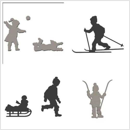Winter Characters Playing Snow Action Metal Cutting Dies Scrapbooking Photo Album Embossing Paper Cards Crafts Die cuts