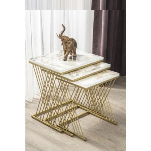 Gold Metal Legs Marble Patterned Mdf'li Zigon Table Basse Mesa Auxiliar غرفة المعيشة الأثاث Stolik Kawowy журнальный столик