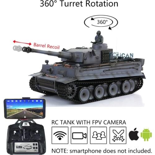 1/16 Heng Long 7.0 FPV Tiger I RC Tank 3818 360 Turret Barrel Recoil TH17256-SMT4