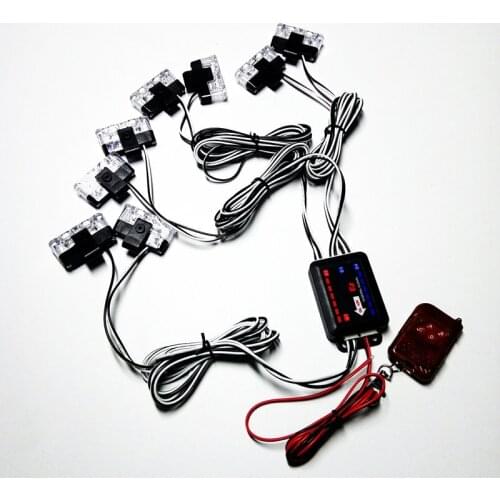 1set 8 in 1 wireless remote control 8X 2Led 12V Car Warning Light 16W Flash Strobe Light Lights for Automobile Front 03040