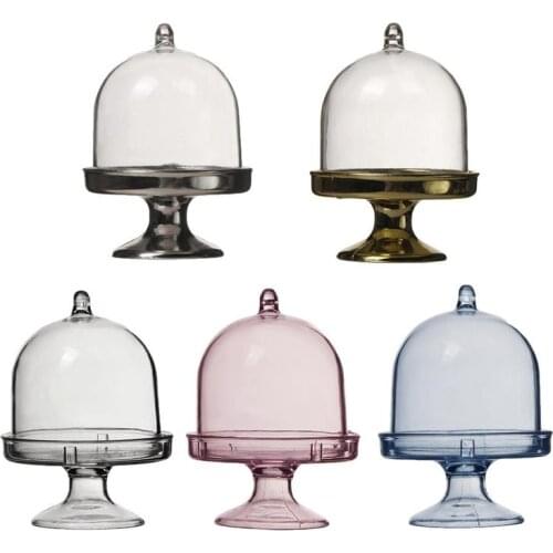 1Pcs Transparent Plastic Candy Box Round DIY Storage Stand Material Box Mini Cake Candy Packaging Box