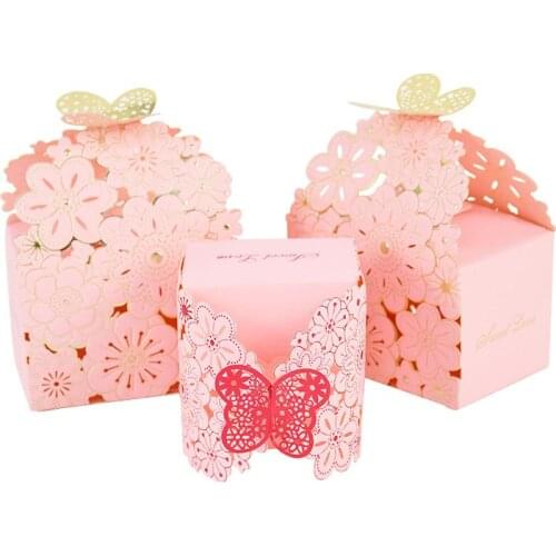 10pcs/lot Flower Hollow Love Gift Box Candy Gift Packaging Wedding Party Gifts For Guests Baby Shower Supplies