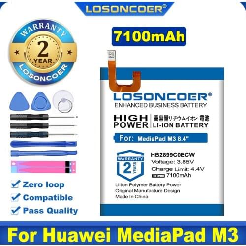 100% Original LOSONCOER HB2899C0ECW 6600mAh Tablet Battery For Huawei MediaPad M3 8.4" BTV-W09 BTV-DL09 SHT-AL09 SHT-W09