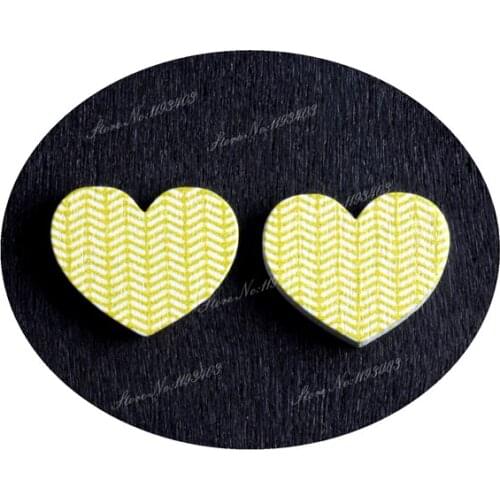 16mm Geometry Heart Shape Image Painted Wooded Laser Cut Cabochon to make Rings, Earrings, Bobby pin, pendant