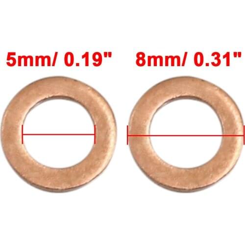 Uxcell 20pcs 5mm Inner Diameter Copper Washers Flat Sealing Gaskets Ring