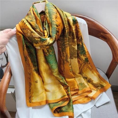 2021 Luxury brand Autumn and winter women New style Fashion Color matching Print silk scarf lady Popular headcloth beach shawl