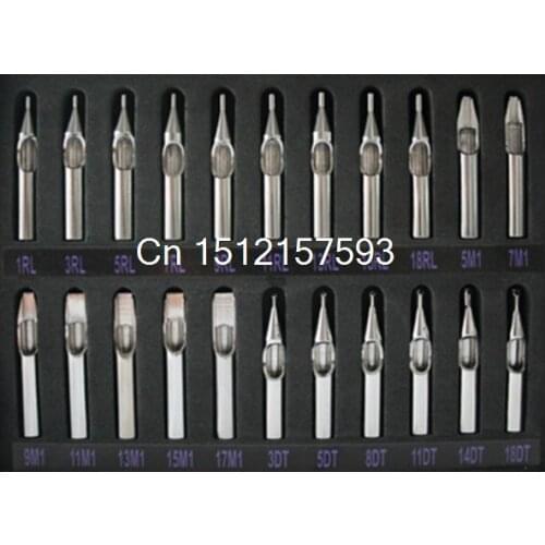 22PCS Sizes Pro 304 Stainless Steel Tattoo Machine Nozzle Tips Kit 1/3/5/7/9/11/13/15/18RL 5/7/9/11/13/15/17M1 3/5/8/11/14/18DT