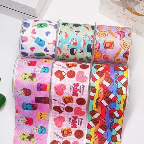 3 Inch 75 mm Cartoon Printed Grosgrain Ribbons For Hair Bows Craft Suppliers 54034