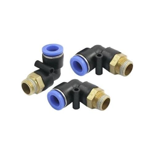3 PCS 12mm to 12mm Pneumatic L-Joint Connector Quick Coupler 3/8PT Dia Thread
