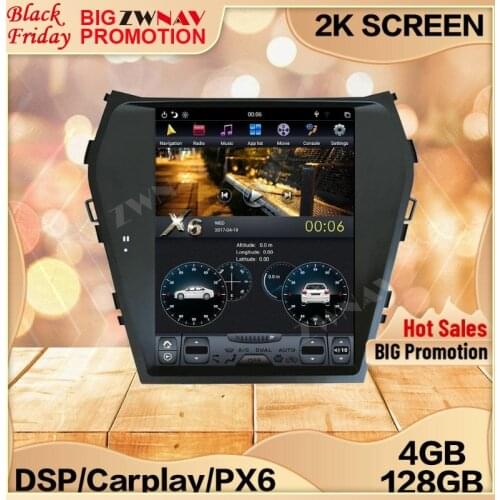 4+128G Tesla Carplay Screen For 2013 2014 2015 2016 2017 2018 Hyundai Santa Fe ix45 Android GPS Audio Recorder Radio Navi Stereo