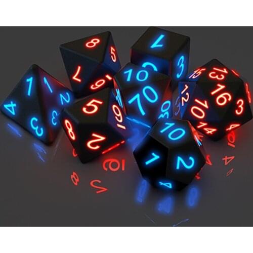 7pcs Glow In Dark Dices Multi Side Dice Set For Party Board Game Props Adult Gaming Toys Role Play Board Game Dice Set