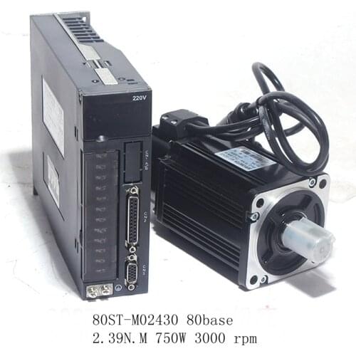 80ST-M02430 AC servo motor + driver 2.39N.M 750W motor set 3000rpm base 80mm