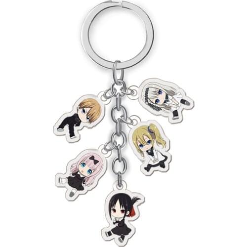 Anime Acrylic Keychain Kaguya-sama: Love Is War Two Side Print Car Key Chain Cartoon Figure Holder Best Friend Keyring Gift
