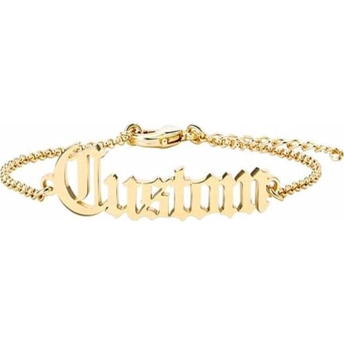 AurolaCo Custom Old English Name Ankle for Women Plated Birth Year Number Anklets Adjustable Chain Gifts