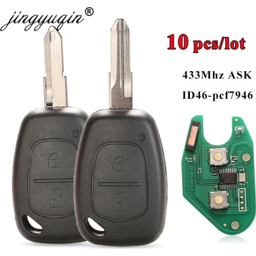 Jingyuqin 10pcs/lot Car Remote Key Suit for Renault CLIO SCENIC KANGOO PCF7946 Chip 433MHZ Ne72 VAC102 Blade 2 Button FCB Key