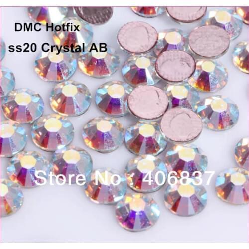 Free Shipping! 1440pcs/Lot, ss20 (4.8-5.0mm) High Quality DMC Crystal AB Iron On Crystals / Hot Fix Rhinestones