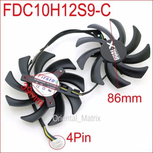 Free Shipping 2pcs/lot FDC10H12S9-C 86mm 0.35A 4Pin For XFX R9 270X 280X 290X Graphics Card Cooling Fan