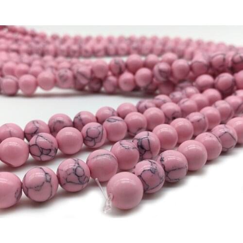 1strand/lot Pink 4 6 8 10 12mm Turquoises Loose Bead Natural Stone Beads For Necklace Bracelet Jewelry Making DIY Accessories