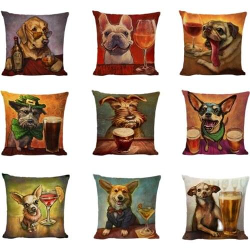 Lovely Dogs Cushion Covers Corgi Pug Schnauzer Kids Birthday Houseware Home Decor Settee Gifts French Bulldog Throw Pillow Cases