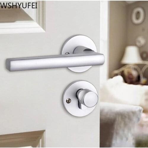 Space aluminum Door Locks Continental Bedroom Minimalist Interior Door Handle Lock Cylinder Security Mute Door Lock Household