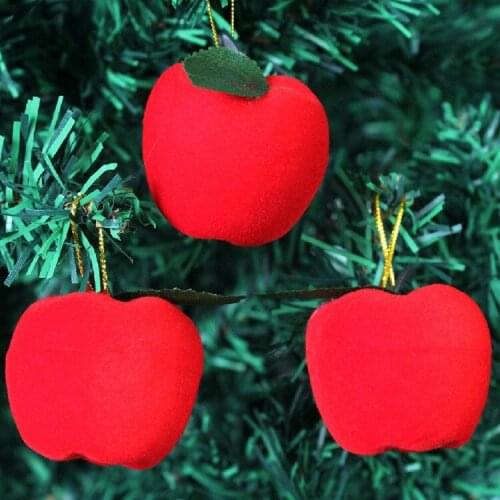 Christmas Tree Ornament Foam Red Apples Christmas Hang Decorations Small Decorative Pendant 12Pcs / Bag