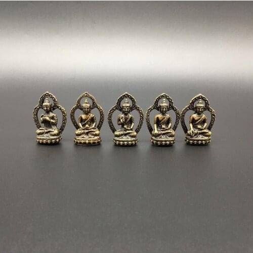 Collection Chinese Brass Carved The Five Party Buddha A Set Medicine Buddha Mini Buddha Exquisite Small Statues