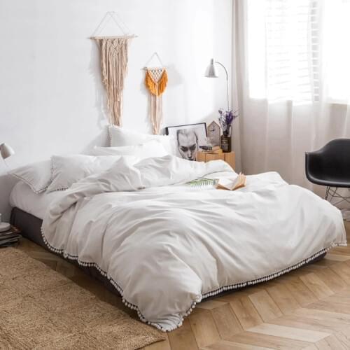 Brief Solid Color linen sheets long staple cotton 4pcs Bedding Set duvet covers brief modern style bed clothes