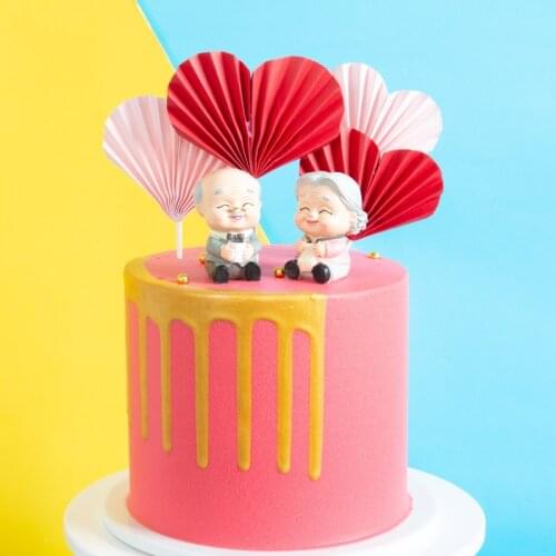 Birthday cake top hat mini heart-shaped paper fan flower sunflower decoration birthday happy party decoration household items
