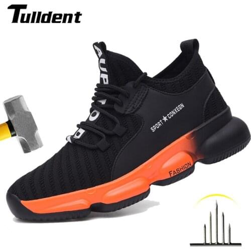 2021 New Breathable Men Safety Shoes Steel Toe Non-Slip Work Boots Indestructible Shoes Puncture-Proof Work Sneakers Men