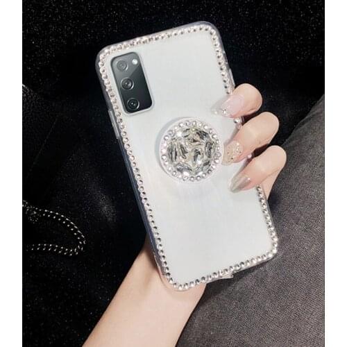 Bling Diamond Soft TPU Case For Samsung Galaxy S20 FE For Samsung S 20 FE S20fe Mobile Phone Case With Bracket Back Cover Funda