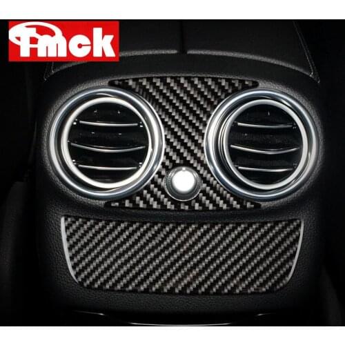 For Mercedes Benz E C GLC Class W213 W205 X253 Soft Carbon Fiber Car Accessories Rear Armrest Air Conditioning Outlet Trim Cover