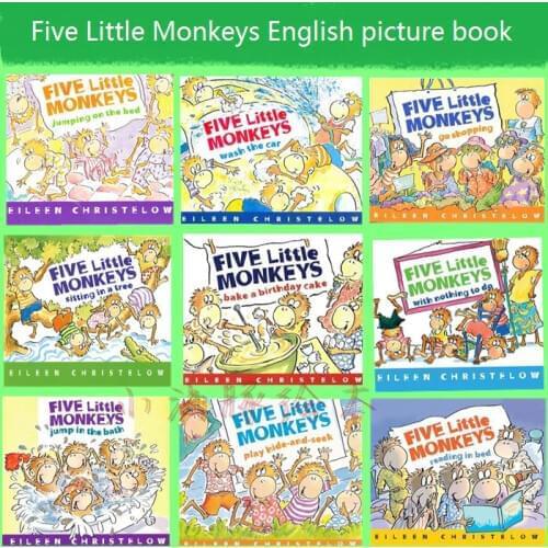 9 Books/set The Five Little Monkeys English Coloring Story Picture Book Children Kids Early Education Books Baby English