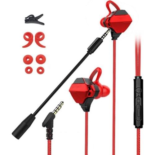 G10 Earphone Wired Stereo Sound In-line Mic Gaming Earbuds Deep Bass Earphones for Tablets ABS TPE Silicone Inner Ear Loop