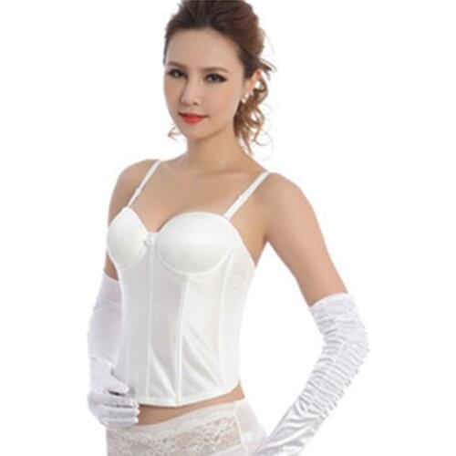 2016 New Elegant White Sexy Women Wedding Bride Corsets And Bustiers Tops Corpete Plus Size Corset With Spaghetti Strap