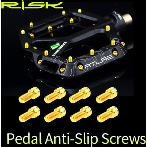 RISK 8pcs/lot Titanium Alloy Anti-skid Bolts for Downhill Bicycle Pedals TC4 Ti Pedal Anti-slip Screws for XC AM DH Bike M4*8mm