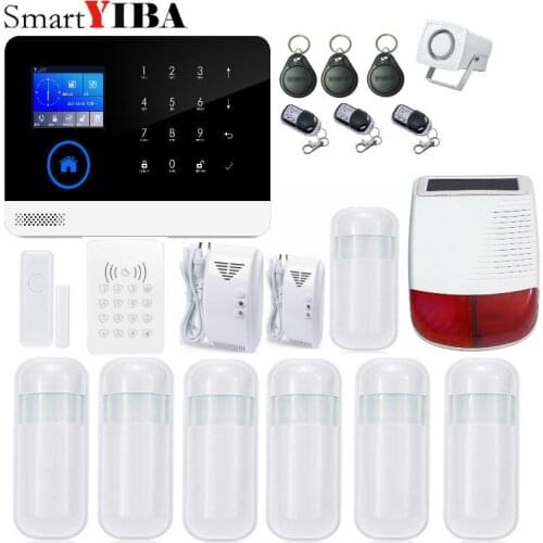 SmartYIBA Wifi GSM APP RFID Wirelesss home security gsm alarm system touch keyboard 433MHz door detector infrared sensor alarm