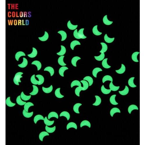 TCYJ825 Glow in dark Glitter Yellow Green Light Color long last glowing, 6MM Moon Shape competitive price Noctilucent Glitter