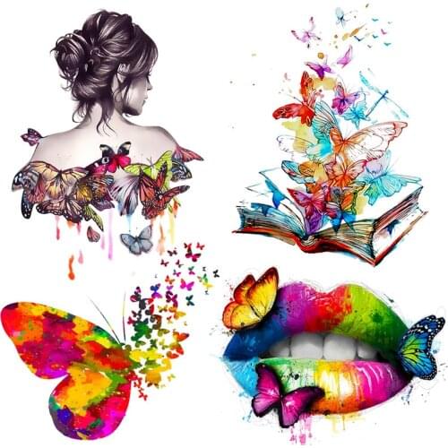 Butterfly Patches Iron On Transfer For Clothes Anime Patches Thermo Stickers On Clothes Applique Thermal Transfers For Clothing