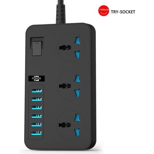 Smart Socket power ON/OFF ac 110V-250V Power Strip10AC Universal Outlets 6 USB Charger Ports 2M Extension Socket Plug