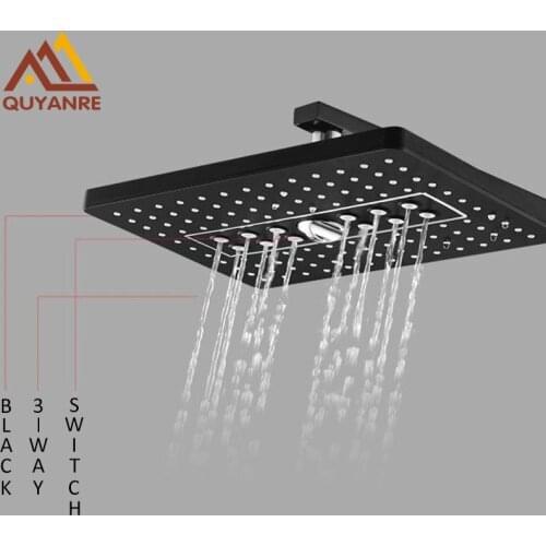 Vidric Vidric Black LED Bathroom Shower Faucets Rainfall Shower Head With 2-way Digital Temp Display Shower Mixer Concealed Show