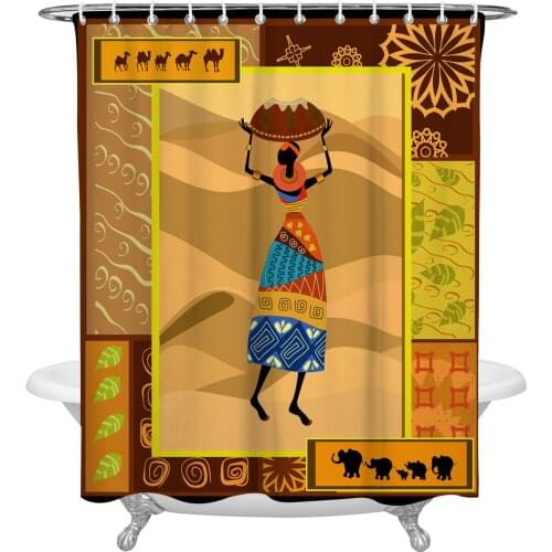 Waterproof Shower Curtains African Woman Elephant Camel Flowers Shower Curtain Frabic Polyester Bathroom decor Curtain