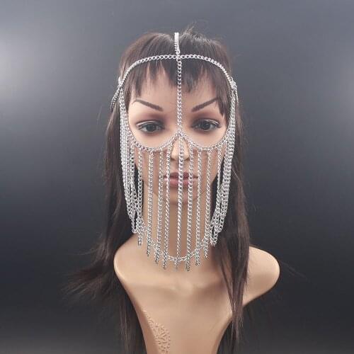 Fashion Gold Silver Colors Headband Metal Long Tassel Head Chain Party Hair Accessories Headpiece Jewelry For Women