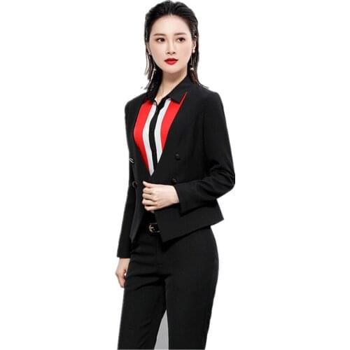 Womens suit womens double-breasted suit two-piece suit (jacket + pants) womens business work professional wear custom made