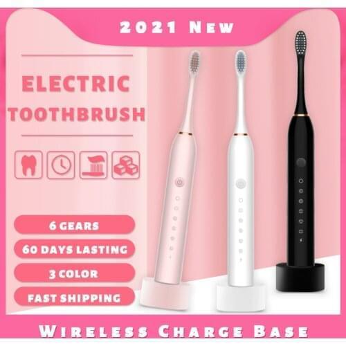 Sonic Electric Toothbrush IPX-7 Ultrasonic Automatic Smart Tooth Brush USB Wireless Charge Base Waterproof 60 Day Lasting X3