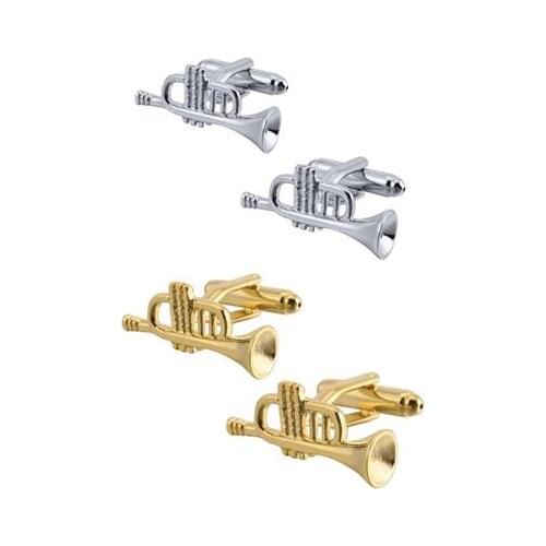10pairs/lot Gold/Silver Trumpet Cufflinks Copper Plating Trombone Cuff links Shirt Cuff Button Mens Jewelry Accessories