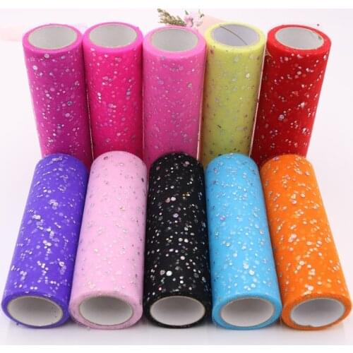 15cm*9.2m Tulle Roll Organza Glitter Sequin Tulle Roll Spool Tutu Skirt Wedding Decoration Laser DIY Birthday Party Supplies 1PC