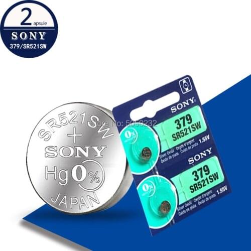 2PCS FOR SONY Watch Battery 1.55V 379 SR521SW D379 SR63 V379 AG0 Silver oxide Button Coin Cell Batteries MADE IN JAPAN