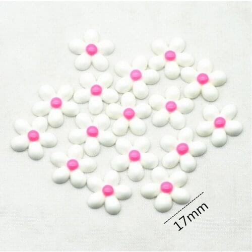 50PCS Resin Falt Back Milk-White Daisy Flowers|Resin Flower Scrapbooking Materials|Flower Cabochons|17mm