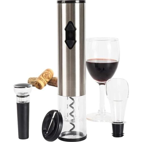 4 In 1 Automatic Electric Wine Bottle Opener Cordless Corkscrew Opener with Foil Cutter & Wine Pourer & Vaccum Stopper